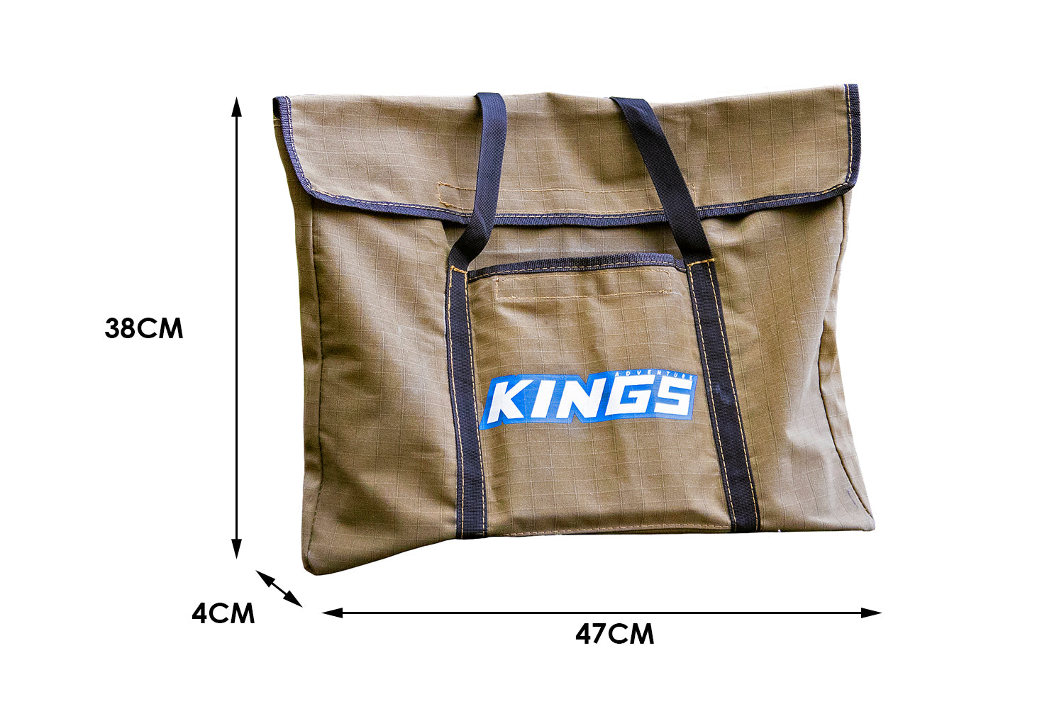 KINGS Portable Firepit Bag | 400GSM Ripstop Canvas | Heavy-Duty Handles

Material (Tools) - 400GSM canvas
Bag Size - 47cm(W) x 38cm(H) x 4cm(D)
Small pocket size - 22cm(H) x 20cm(W)