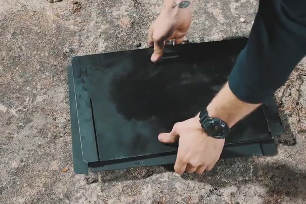 Video showing the Adventure Kings Portable Steel Firepit assembly 